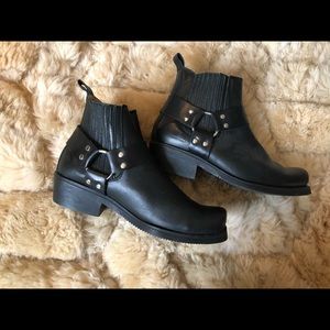 Black Motorcycle boots vintage unisex 90s wide